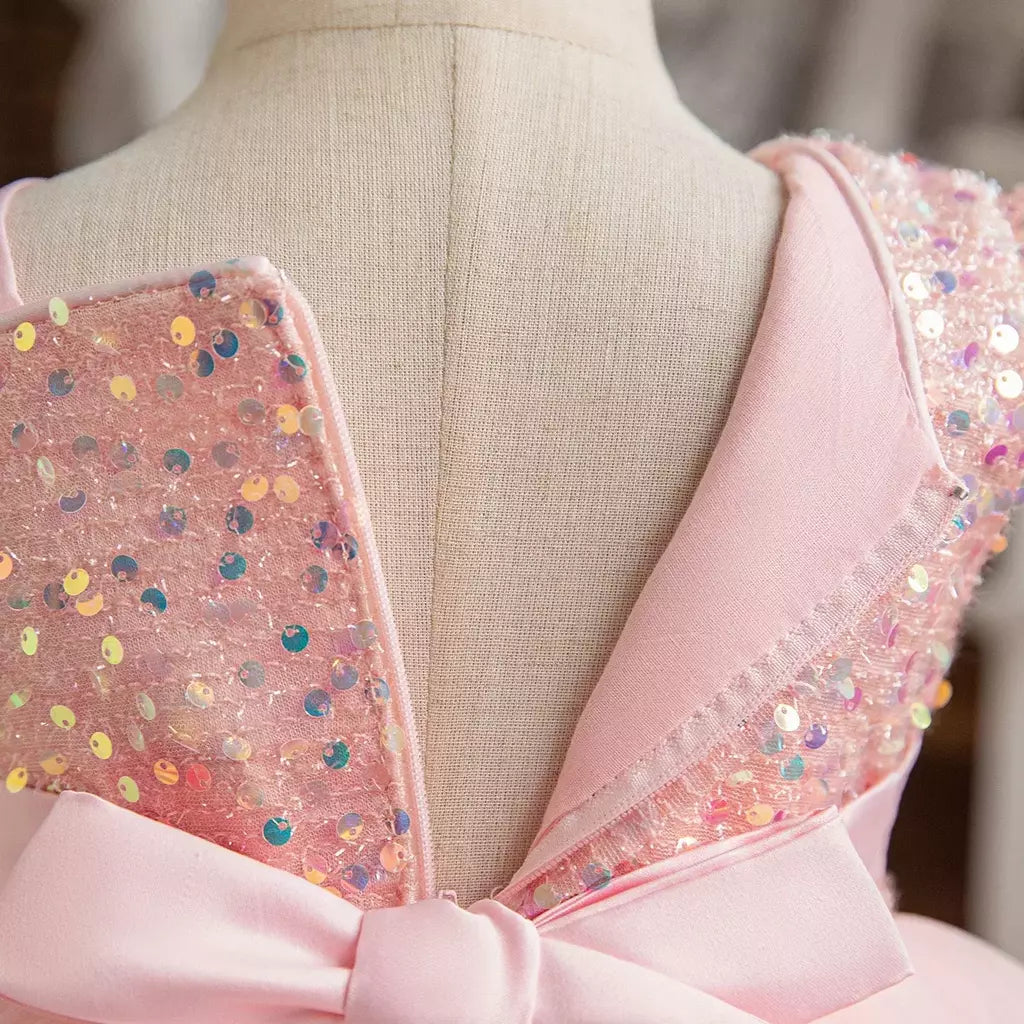 Vestidos de lantejoulas princesa feminina, vestido de batismo, festa de casamento infantil, Natal, vestido novo de luxo, 2022
