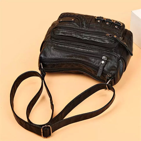 Bolsa de bolso multi couro PU vintage feminina, bolsas de ombro transversais femininas, bolsas de design de luxo, alta qualidade, 2023