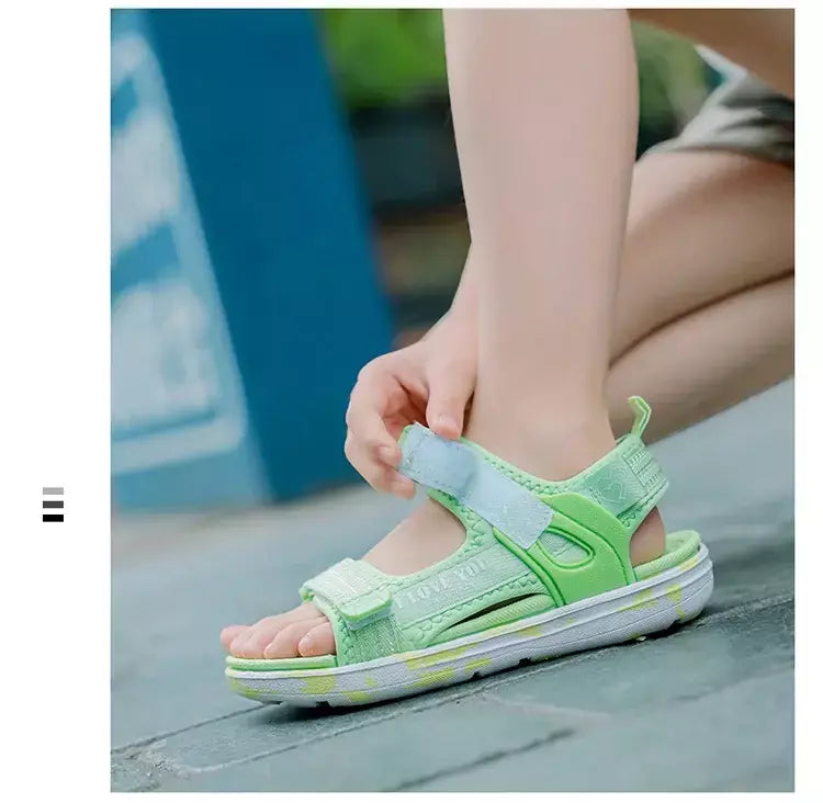 Sandálias de verão para meninas, sandálias esportivas ao ar livre, sapatos de praia casuais, confortáveis, antiderrapantes, moda, tamanho 40