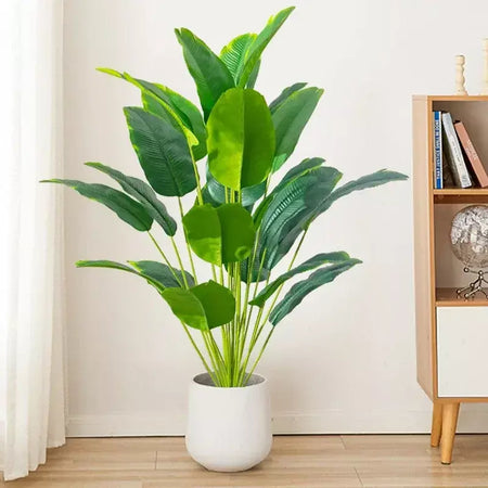 1pc plantas artificiais grande palmeira tropical falso plantas de banana folhas toque real plástico monstera para casa jardim festa decoração