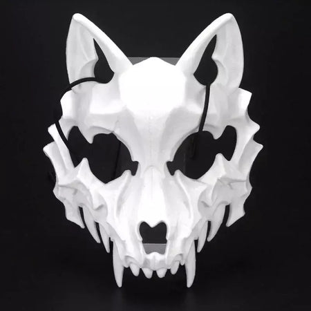 Festa crânio máscara dentes longos demônio esqueleto meia máscara facial lobo dragão tigre houjuu nue máscara cosplay traje de halloween adereços
