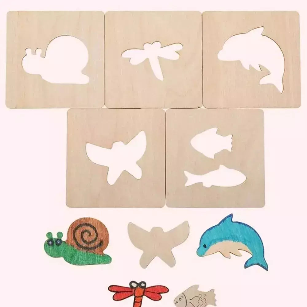 Estênceis de pintura de madeira para crianças, Brinquedos Montessori, Brinquedos de desenho, Aprendizagem Educacional, Presente Infantil, DIY, 20pcs