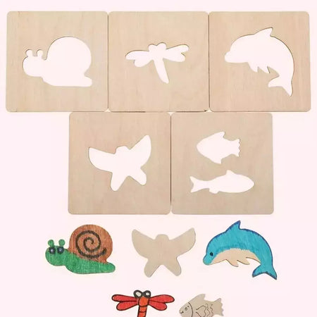Estênceis de pintura de madeira para crianças, Brinquedos Montessori, Brinquedos de desenho, Aprendizagem Educacional, Presente Infantil, DIY, 20pcs