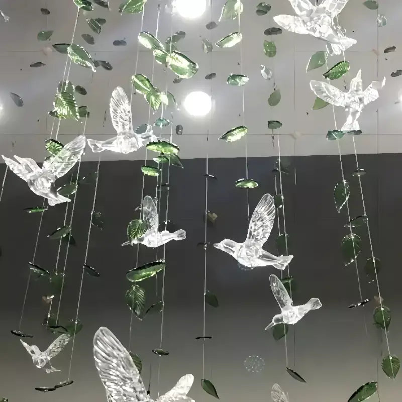 10 pçs teto acrílico cristal beija-flor enforcamentos transparente cristal voando pássaro ornamentos porta cortina hotel decoração de casamento