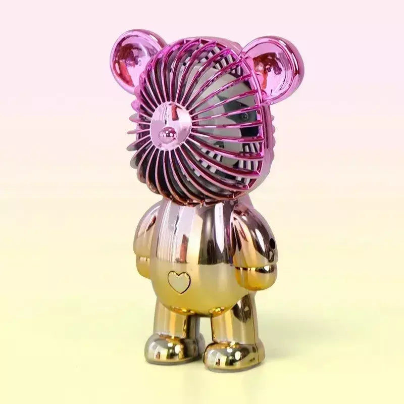 2024 galvanoplastia mudança gradual urso ventilador mini cor graffiti ventilador portátil de carregamento usb pequeno ventilador refrigeração ventiladores elétricos