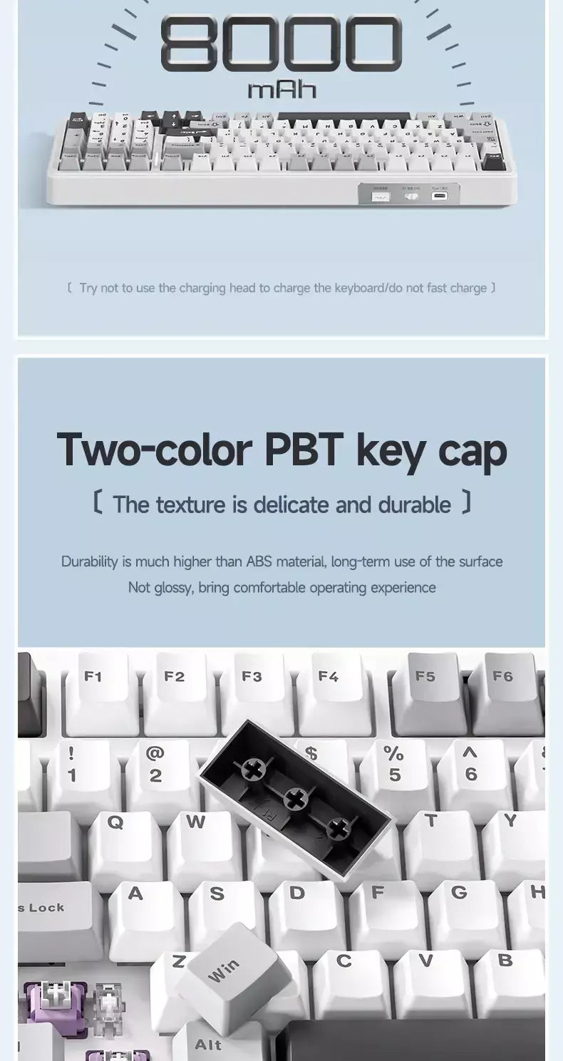 Aula f99 teclado mecânico para jogos, três modos, 2.4g, sem fio, bluetooth, com fio, troca quente, junta pbt, rgb para jogos, digitação, 99 teclas