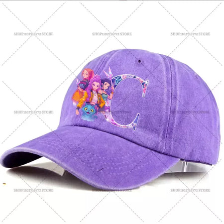 Kpop demônio caçador chapéu carta A-Z boné de beisebol para mulheres verão ajustável chapéu de sol anime bonito retro sunbonnet adulto chapelaria presente