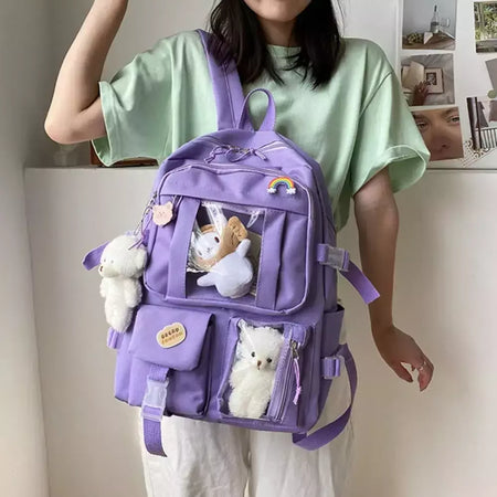 Impermeável Multifuncional Nylon Mochila, Grande Capacidade Saco De Escola, Teenage Book Bag, Travel Bag, Adolescente