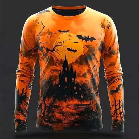 Novo estilo esqueleto masculino casual em torno do pescoço manga longa outono inverno em torno do pescoço pulôver manga longa moda streetwear