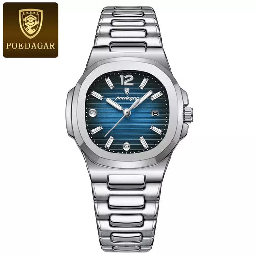 POEDAGAR-Relógio Quartzo Quadrado Feminino com Caixa, Relógios Femininos, Impermeável, Data, Feminino, Relógio, Luxo, Vestido