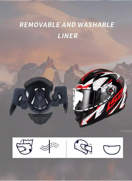 Ls2 rosto cheio capacete da motocicleta das mulheres dos homens capacete de motocross de alta resistência abs escudo 3c aprovado acessórios da motocicleta ff358
