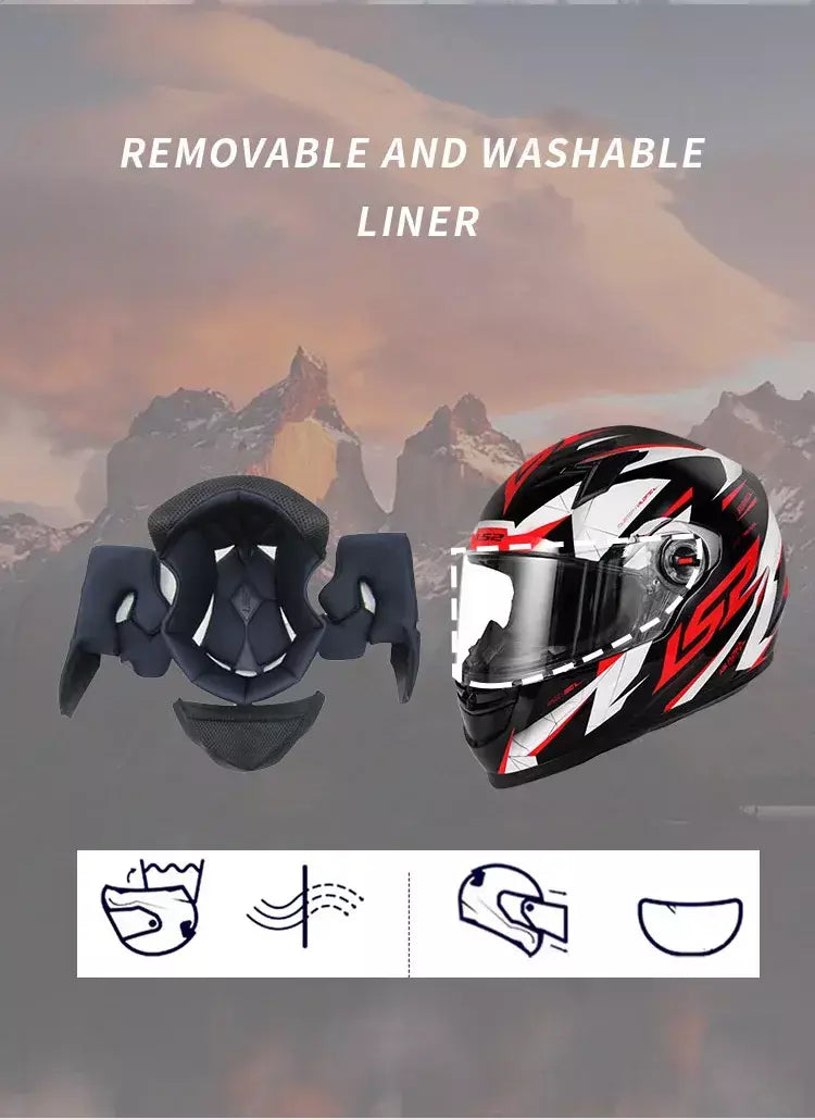 Ls2 rosto cheio capacete da motocicleta das mulheres dos homens capacete de motocross de alta resistência abs escudo 3c aprovado acessórios da motocicleta ff358
