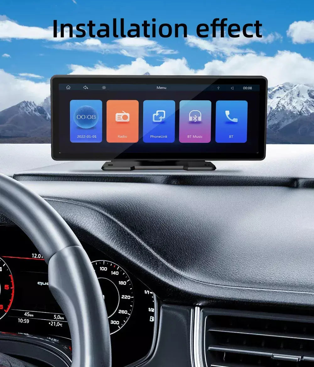 Bqcc 10.26 Polegada portátil sem fio carplay tela hd câmera de ré traseira rádio do carro dvr mp5 multimídia player vídeo android auto