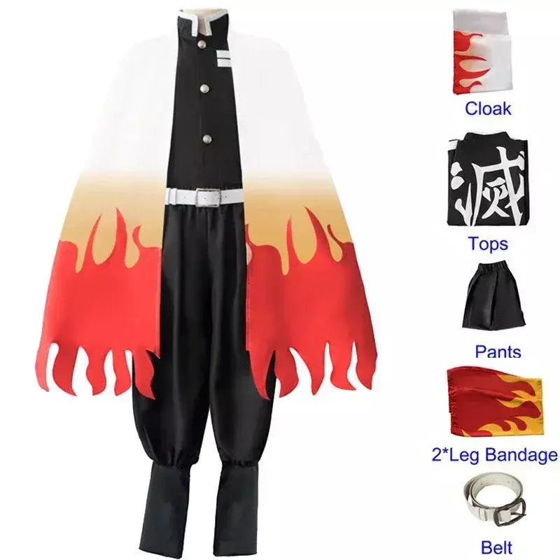 Anime rengoku kyojuro cosplay trajes trem mugen demônio slayer kimetsu não yaiba robe ternos para adultos crianças perucas cos outfit festa