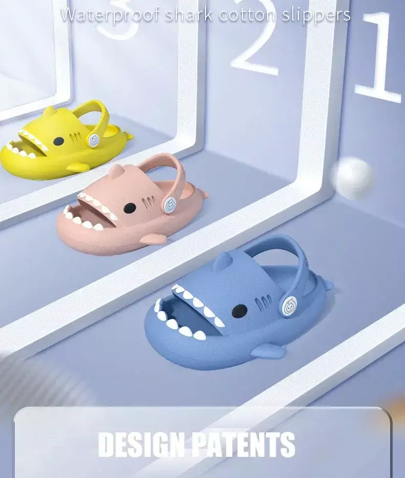 Tridimensional crianças tubarão buraco sapatos verão casa bebê antiderrapante sandálias plataforma bonito dos desenhos animados sola macia crianças slippe
