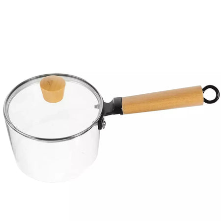 Pote de vidro de borosilicato com alça única, 1500ml, panela transparente, panela de leite, macarrão, tigela de servir, aparelho de cozinha, estoque de sopa