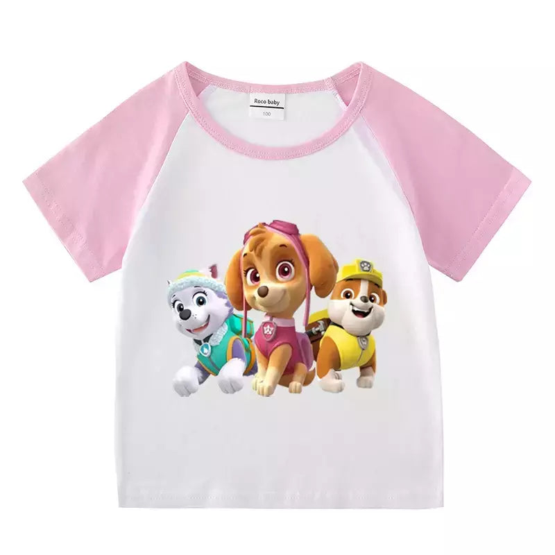 Boys Paw Patrol T-shirt manga curta Top e Shorts Set, bebê meninos roupas, roupas dos desenhos animados, terno verão, novo conjunto infantil, 2022, 2pcs