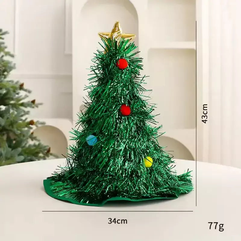 Led light up árvore de natal fita chapéus bonito engraçado chapéu de papai noel luminoso fantasia vestir-se boné para festa de natal presente foto adereços