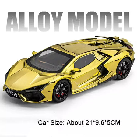 1:24 escala revuelto modelo em miniatura brinquedo carros esportivos liga diecast supercars som luz portas abertas puxar para trás para crianças presentes