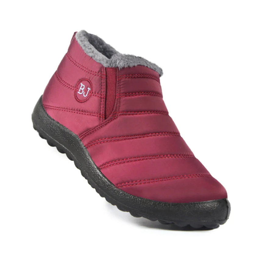 Botas de neve plataforma impermeáveis para mulheres, botas de tornozelo slip-on, bota plana feminina, inverno, novo, 2023