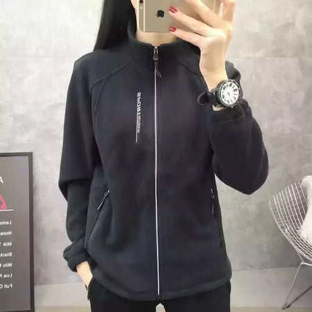 Casacos de lã tamanho grande para mulheres, cardigã quente, roupas esportivas casuais ao ar livre, caminhadas, jogging, ioga, jaquetas femininas, inverno, primavera
