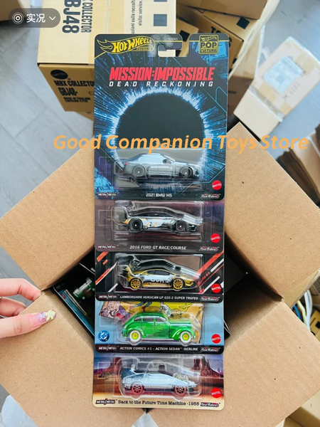 Original rodas quentes 2025 cultura pop Hxd63-L série lamborghini de volta para o futuro modelo de carro crianças brinquedos modelo carro coleção presente