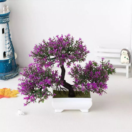 Plantas de plástico artificiais bonsai pequeno vaso de árvore planta falsa vaso de flores arranjo de jardim ornamentos quarto decoração de mesa de casa