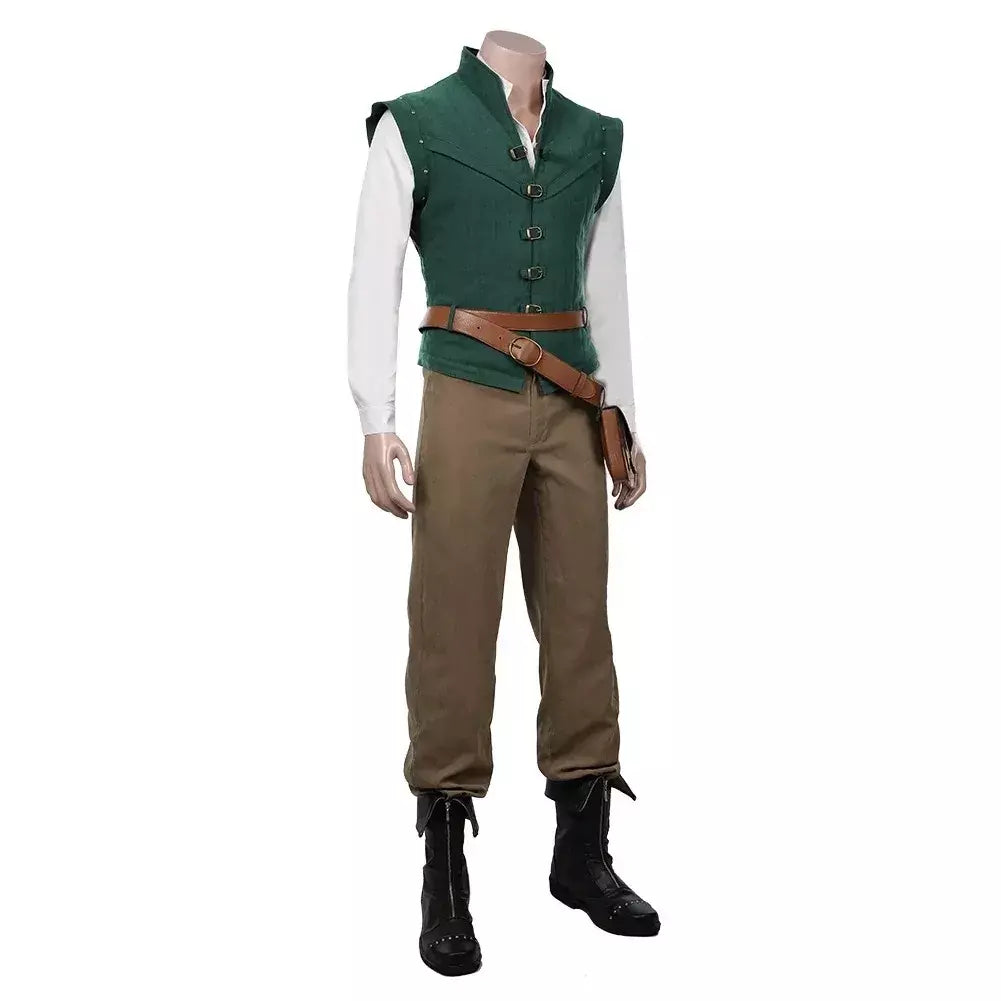 Anime flynn rider emaranhado rapunzel cosplay traje adulto carnaval uniforme halloween anime trajes do príncipe acessórios