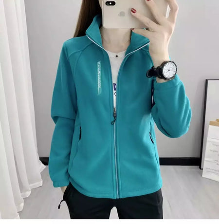 Casacos de lã tamanho grande para mulheres, cardigã quente, roupas esportivas casuais ao ar livre, caminhadas, jogging, ioga, jaquetas femininas, inverno, primavera