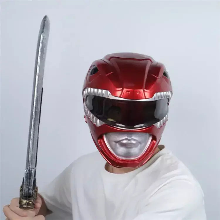 Em estoque halloween power rangers capacete super-herói equipe guerreiro vermelho cosplay máscara acessórios traje para adultos crianças presente de halloween