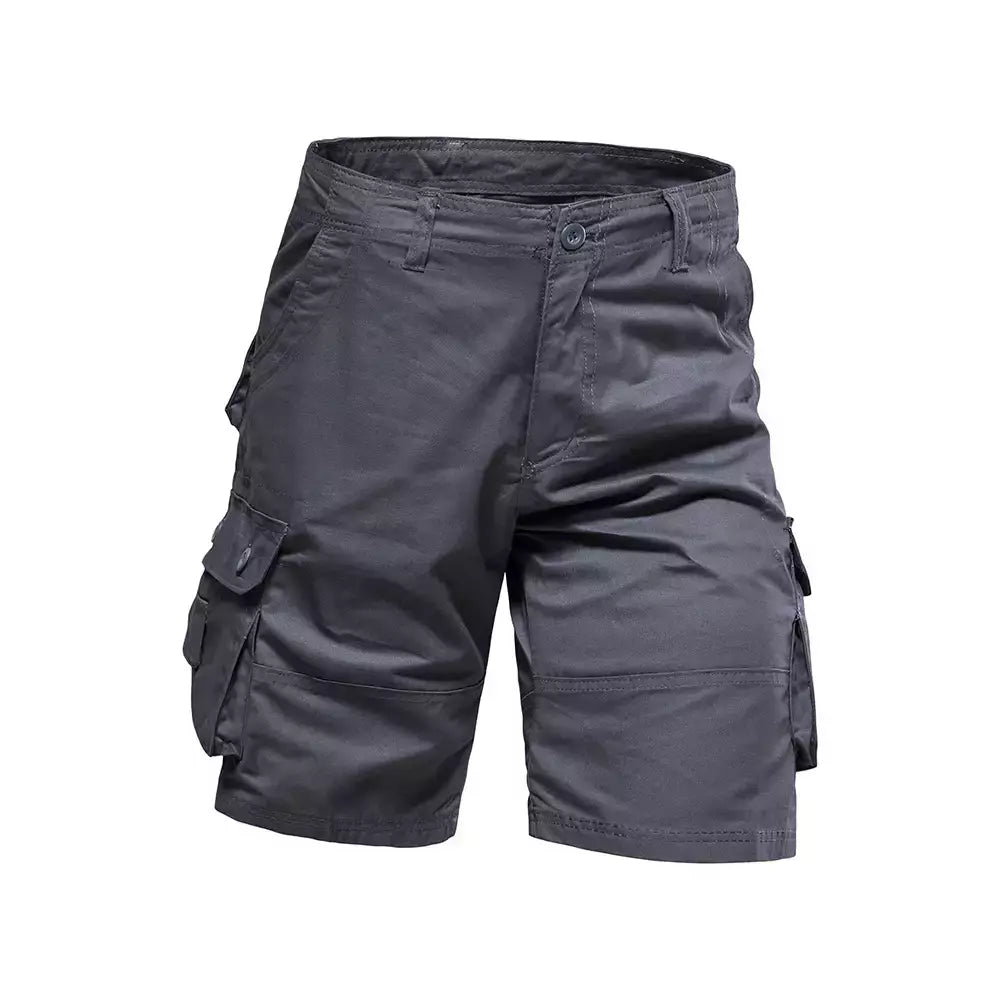 Calções de algodão de bolso múltiplo masculino, macacão de cor sólida de alta qualidade, casual ao ar livre, calças curtas esportivas, novo verão
