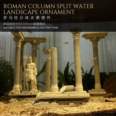 Paisagem de água para tanque de peixes, coluna romana, ornamento, aquário, paisagem (185mm de altura) LTCP-407