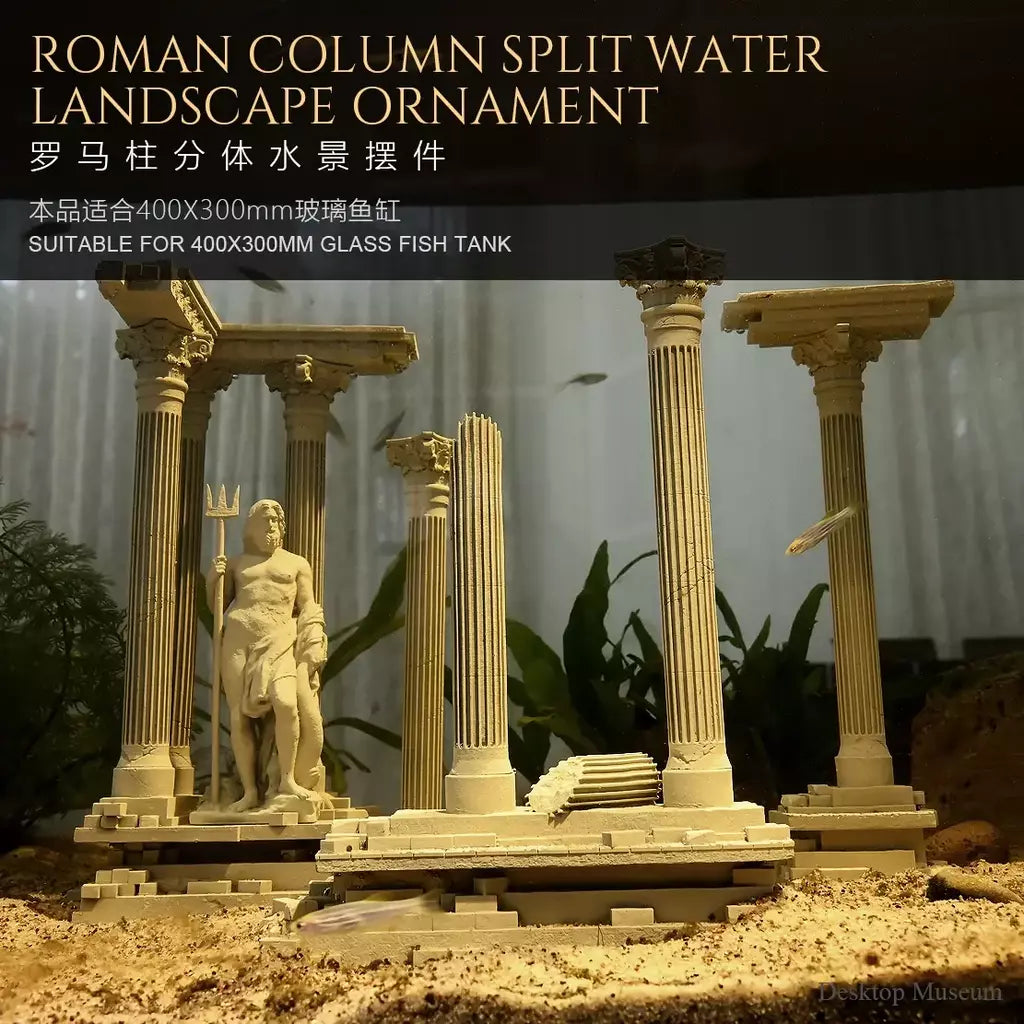 Paisagem de água para tanque de peixes, coluna romana, ornamento, aquário, paisagem (185mm de altura) LTCP-407