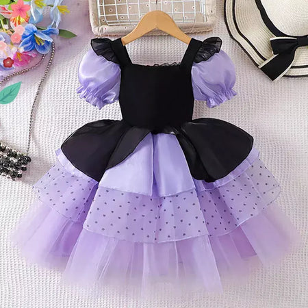 Vestido de menina de halloween vampiro vestido fofo para meninas crianças vestido de princesa roxo roupas legais lolita fantasia de festa de carnaval