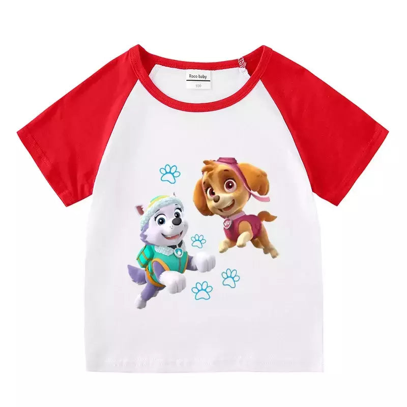 Boys Paw Patrol T-shirt manga curta Top e Shorts Set, bebê meninos roupas, roupas dos desenhos animados, terno verão, novo conjunto infantil, 2022, 2pcs