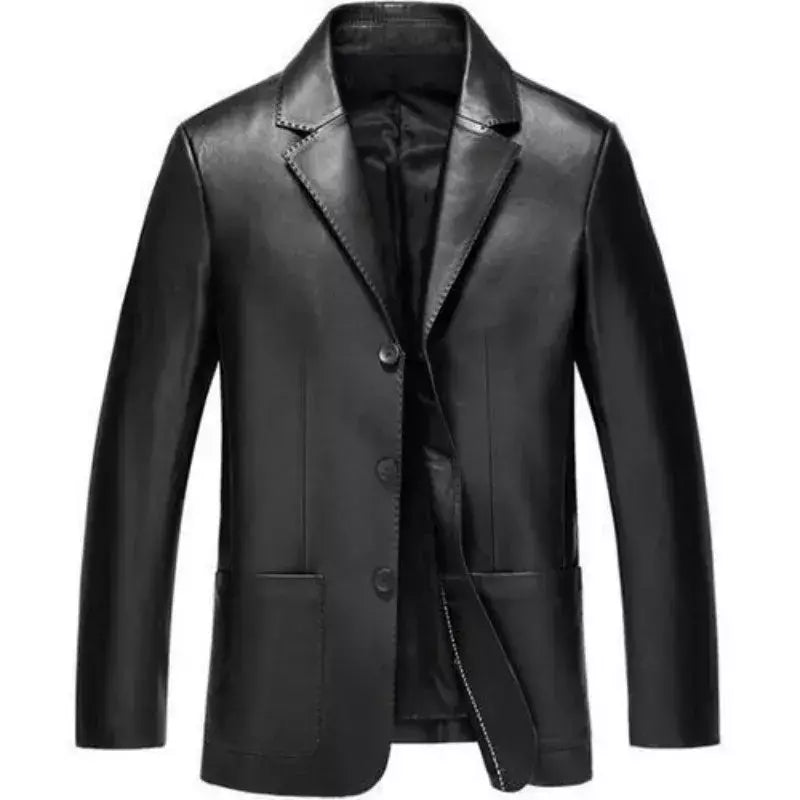 Blazers e ternos de couro masculinos, jaqueta marrom de alta qualidade, casacos de negócios, moda Premium, 2024