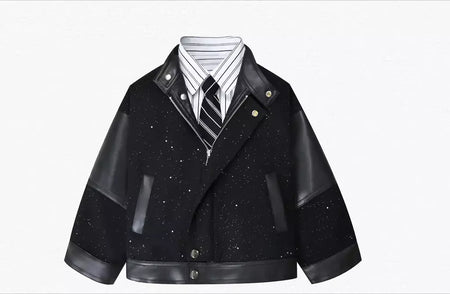 Crianças moda brilhante zíperes jaqueta de couro da motocicleta meninos casaco do plutônio meninas outerwear criança primavera outono roupas trajes festa