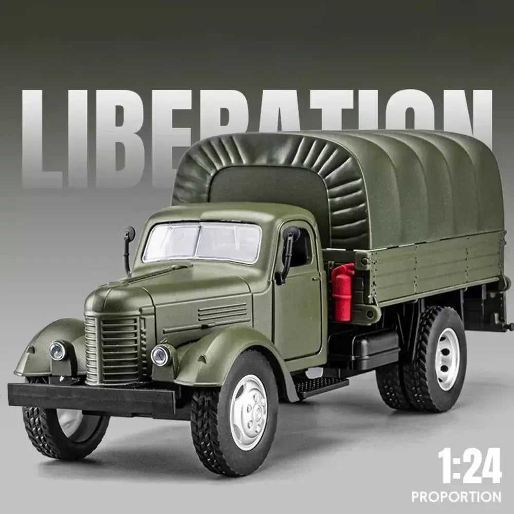 1:24 ca10 caminhão vintage modelo de carro blindado brinquedo liga diecast militar transportadora veículos modelos som luz crianças presentes