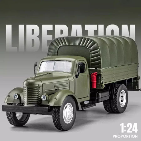1:24 ca10 caminhão vintage modelo de carro blindado brinquedo liga diecast militar transportadora veículos modelos som luz crianças presentes