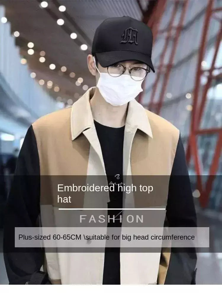 Boné de camionista de malha respirável masculino, boné de beisebol grande, hip-hop, estrutura dura, tamanho grande, masculino, verão, 2024
