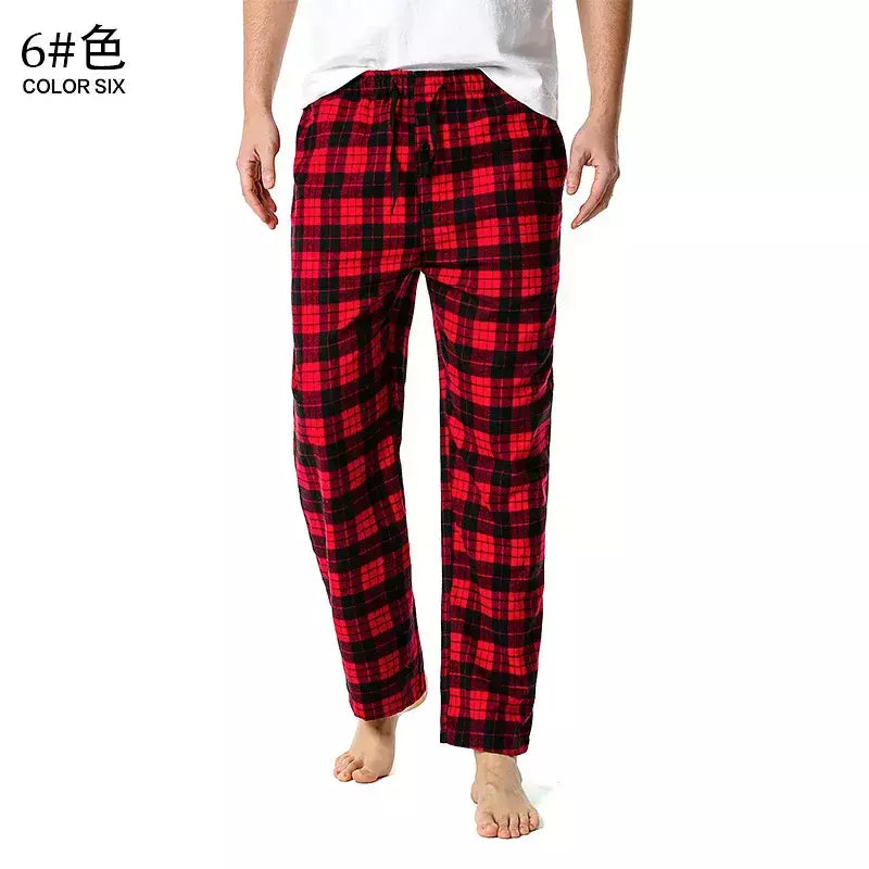 Branco preto xadrez pijama calças inferiores homens relaxando confortável macio algodão flanela casa wear respirável flanela pijama homme