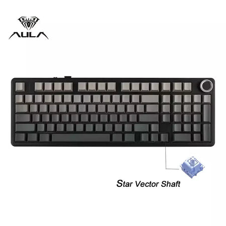 Teclado mecânico para jogos AULA F99PRO, 99 teclas, três modos, sem fio, estrutura de junta permutável, teclado personalizado com botão de mídia