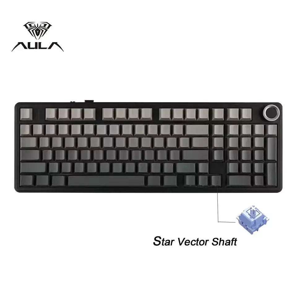 Teclado mecânico para jogos AULA F99PRO, 99 teclas, três modos, sem fio, estrutura de junta permutável, teclado personalizado com botão de mídia