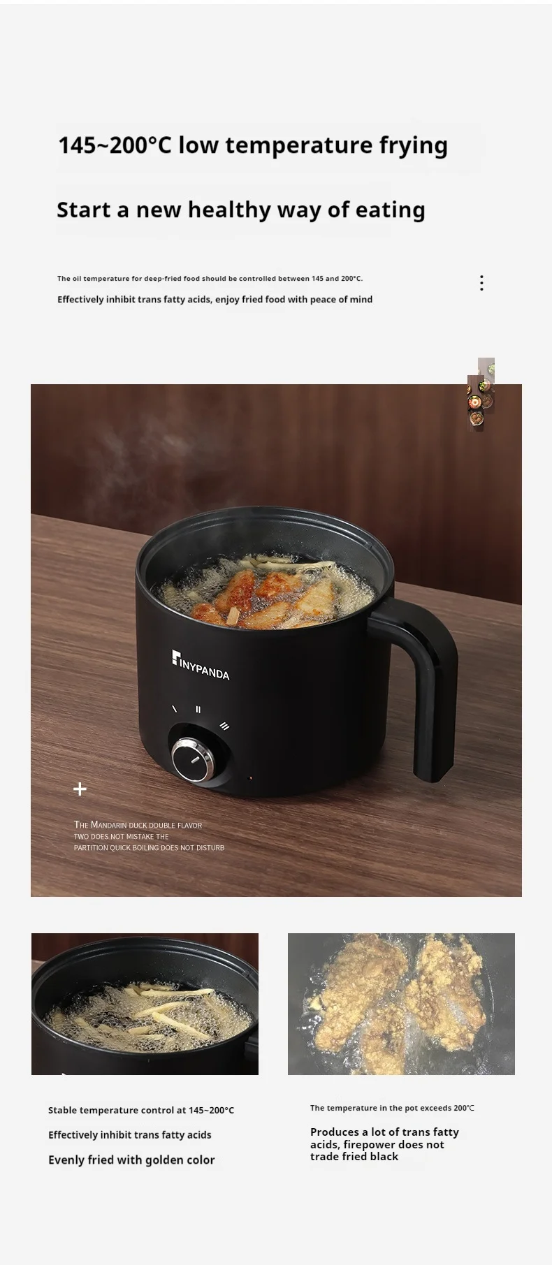 Panela elétrica antiaderente de 1,8l, panela multifuncional, panela de arroz cozido no vapor única/dupla com função de fritura elétrica
