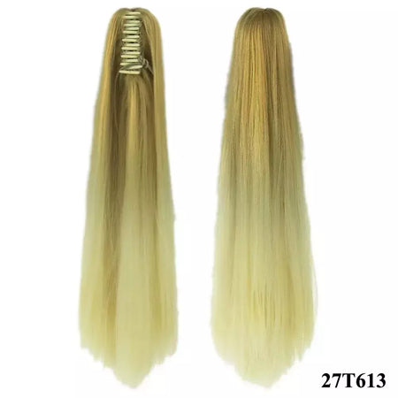 Longo reto sintético rosa ombre extensão do cabelo peruca garra rabo de cavalo pônei fada cauda falso peças de cabelo clipe na peruca