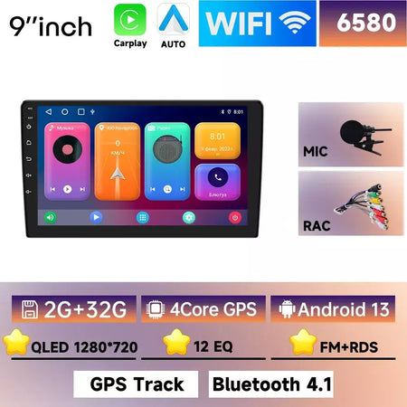 128g 2din 9 "reprodutor de vídeo multimídia carro universal para toyota hyundai kia nissan honda 2din android gps carplay/rádio automático estéreo