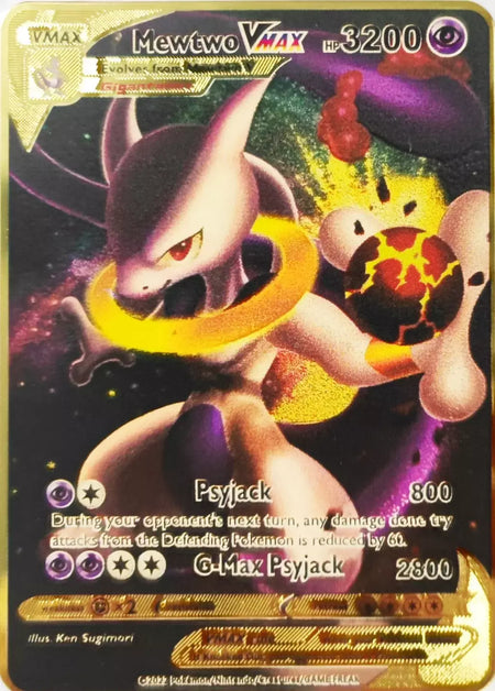 Pokemon English Metal Card Anime Pikachu Charizard Mewtwo Arceus Frog Flower Vmax GX Letters Game Collection Card Kids Toy Gifts