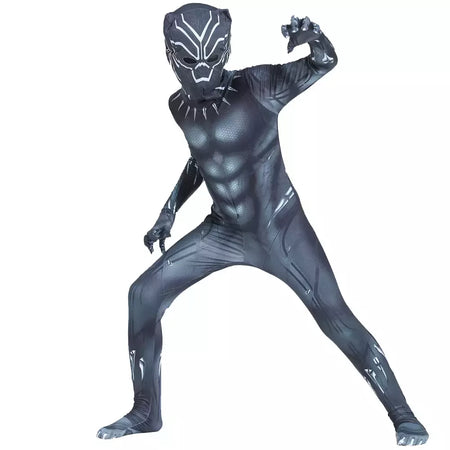 Meninos pantera negra collants super-herói filme personagem cosplay justiça herói máscara conjunto halloween vestir-se crianças fantasia traje