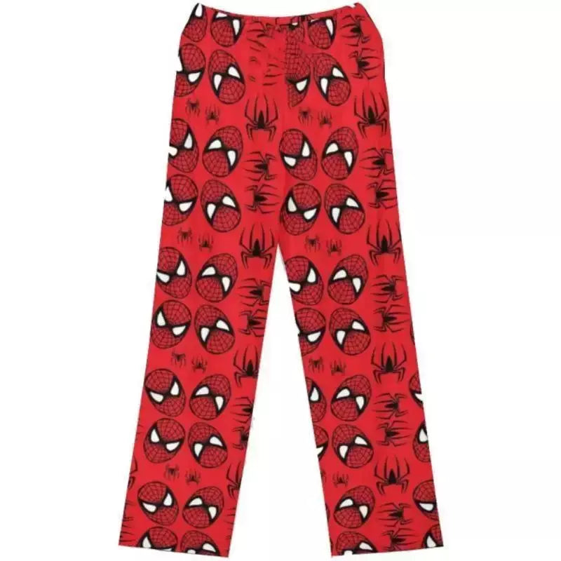 Olá kitty homem-aranha algodão solto senhoras calças de pijama calças de pijama feminino masculino dos desenhos animados sleep bottoms lounge wear menina sono