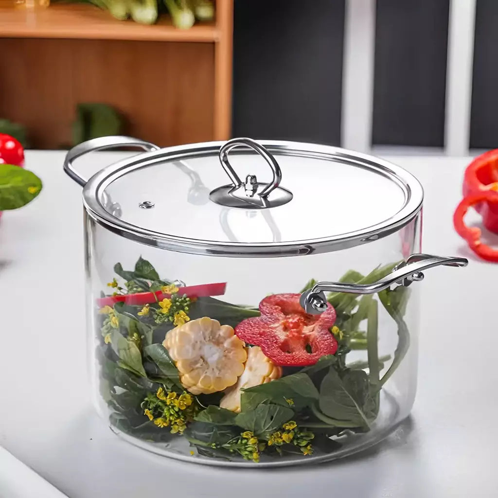 Panela de vidro 2,5l/3,5l com tampa para fogão panela transparente de alto borosilicato para cozinhar chá, sopa, ferramentas de cozinha